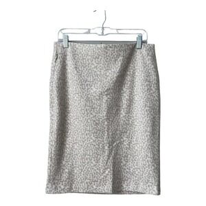 A-K-R-I-S- Women Cream Wool Cheetah Print Skirt Silk Lining Pencil Skirt Size 10